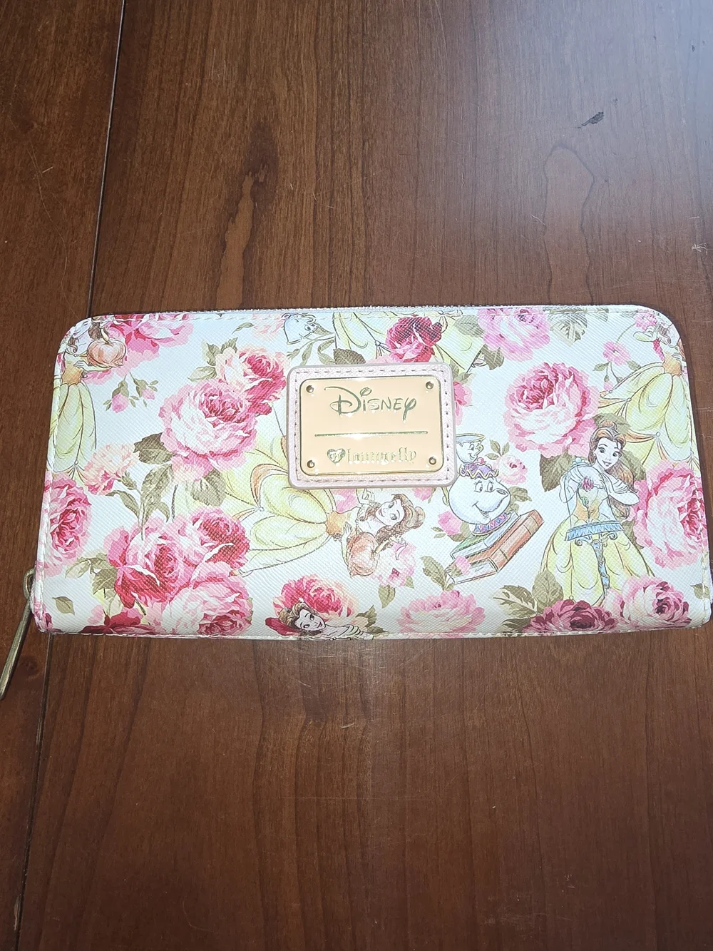 Disney Loungefly Belle Floral Zip Wallet - EUC - Beauty And The Beast